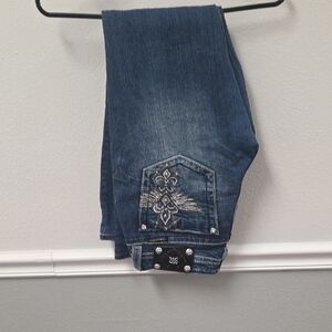 Miss Me Blue Boot Cut Jeans with Embroidery